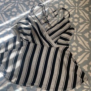 $5 SALE! Black and White Strapless Bias Cut Top